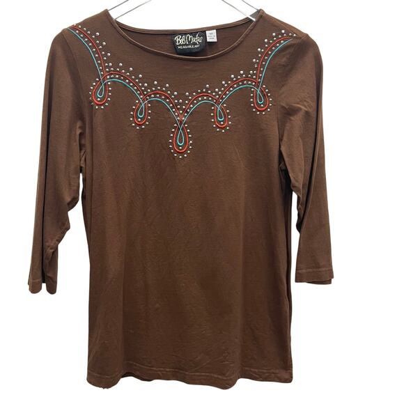 Bob Mackie Wearable Art Knit Pullover Embroidered Brads Size Medium - Picture 1 of 8